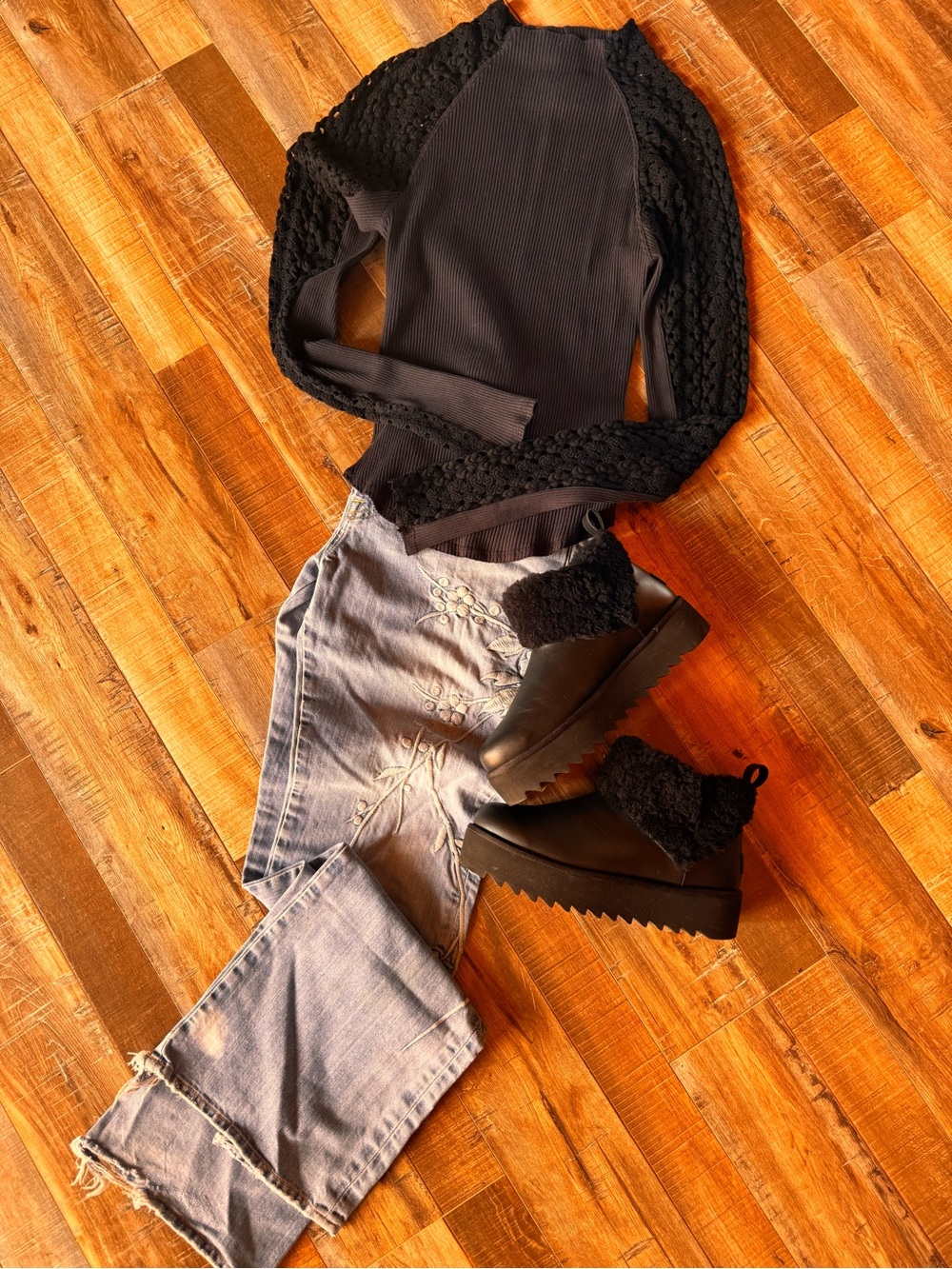 Free People Clemente Top Long Sleeve in Black